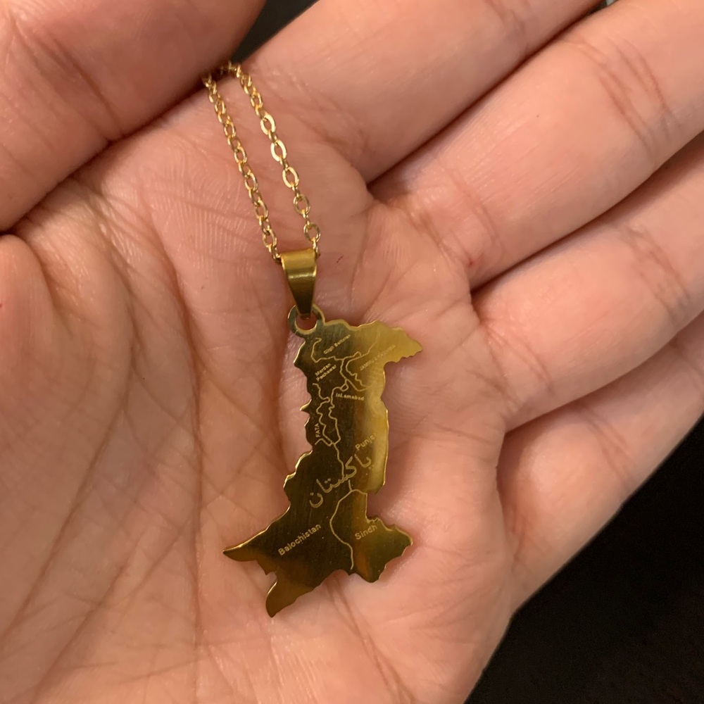 Gold Map Pendant Necklace